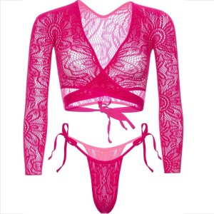 LEG AVENUE - TOP COURT EN DENTELLE AVEC STRING