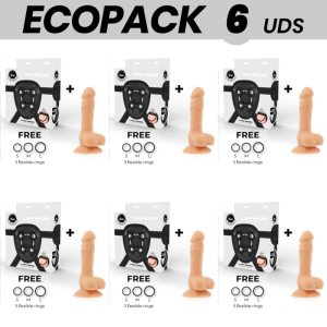 ECOPACK 6 UNITÉS - COCK MILLER HARNAIS GODE SILICONE DENSITÉ ARTICULABLE COCKSIL 13 CM