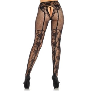 LEG AVENUE - BAS FLEURS DESIGN DOS CROTHLESS TAILLE UNIQUE – Chaussettes