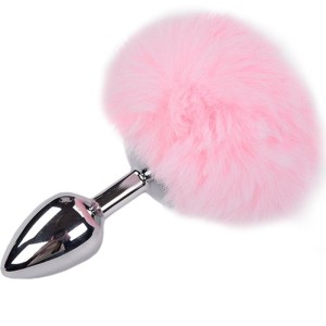 ALIVE - PLUG DE PLAISIR ANAL LISSE MÉTAL FLUFFY ROSE TAILLE L – Bouchon Anal Bdsm