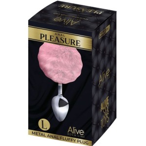 ALIVE - PLUG DE PLAISIR ANAL LISSE MÉTAL FLUFFY ROSE TAILLE L – Bouchon Anal Bdsm