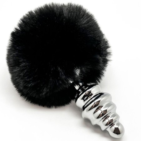 ALIVE - PLUG DE PLAISIR ANAL SPIRAL METAL FLUFFY NOIR TAILLE L – Bouchon Anal Bdsm