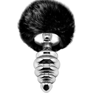 ALIVE - PLUG DE PLAISIR ANAL SPIRAL METAL FLUFFY NOIR TAILLE L – Bouchon Anal Bdsm