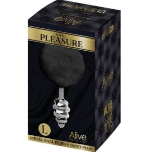 ALIVE - PLUG DE PLAISIR ANAL SPIRAL METAL FLUFFY NOIR TAILLE L – Bouchon Anal Bdsm