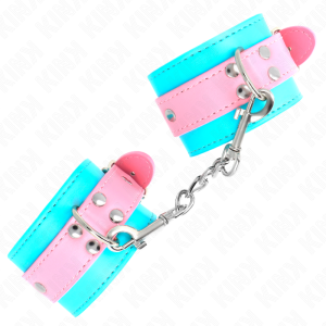 KINK - MIGNONS ATTENTES-POIGNETS BLEU-ROSE AJUSTABLES 16-28 CM X 5 CM