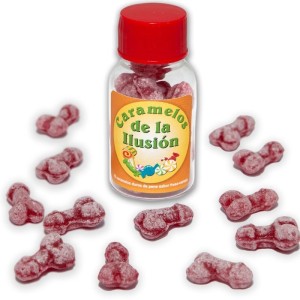 DIABLO PICANTE - 12 BONBONS ILLUSIONS EN FORME DE PÉNIS FRAISE-CERISE