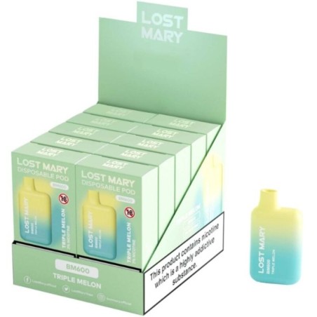 LOST MARY - (PACK PROFESSIONNEL EXPOSANT -10 UNITÉS) BM600 NICOTINE VAPER 2 JETABLE TRIPLE MELON