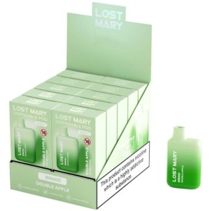 LOST MARY - (PACK PROFESSIONNEL EXPOSANT -10 UNITÉS) BM600 NICOTINE VAPER 2 JETABLE DOUBLE POMME