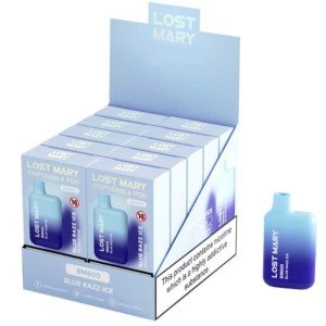 LOST MARY - (PACK PROFESSIONNEL EXPOSANT -10 UNITÉS) BM600 NICOTINE VAPER 2 JETABLE BLUE RAZZ ICE