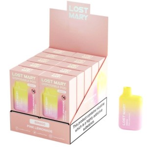 LOST MARY - (PACK PROFESSIONNEL EXPOSANT -10 UNITÉS) BM600 NICOTINE VAPER 2 JETABLE LIMONADE ROSE