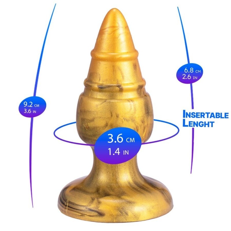 SILEXD - GOLDY PLUG ANAL FANTASY EN SILICONE LIQUIDE THERMORÉACTIF DORÉ 9,2 CM
