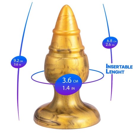 SILEXD - GOLDY PLUG ANAL FANTASY EN SILICONE LIQUIDE THERMORÉACTIF DORÉ 9,2 CM