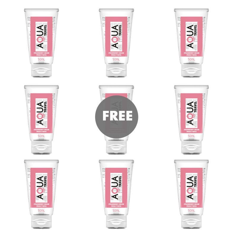 AQUA TRAVEL - LUBRIFIANT À BASE DEAU AQUA TRAVEL SAVEUR CRÈME DE FRAISE - 50 ML 81 OFFERT
