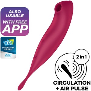 SATISFYER - APPLICATION DE STIMULATEUR ET VIBRATEUR TWIRLING PRO ROUGE