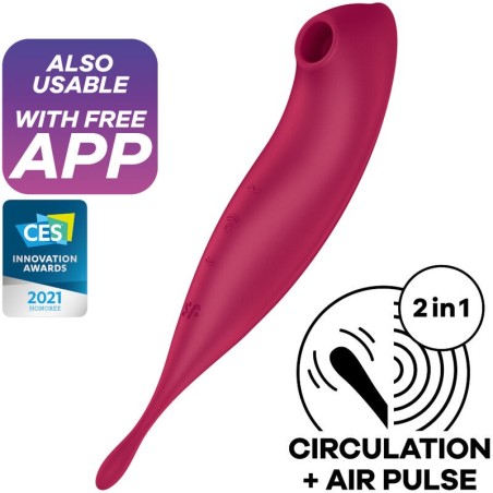 SATISFYER - APPLICATION DE STIMULATEUR ET VIBRATEUR TWIRLING PRO ROUGE