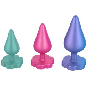 ROMP - KIT DENTRAÎNEMENT ANAL LUSTER S-M-L AVEC BASE EN FORME DE FLEUR