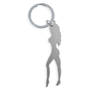 DIABLO PICANTE - PORTE-CLÉS AVEC SILHOUETTE FÉMININE ARGENTÉE AVEC DÉCAPOTEUR