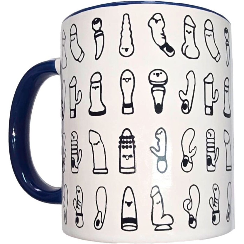 DIABLO PICANTE - TASSE VIBRANTE BLANCHE AVEC ANSE BLEUE 370 ML