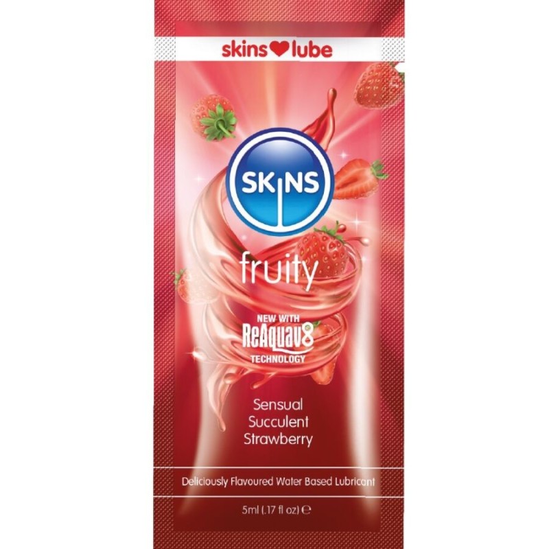 SKINS - LUBRIFIANT FRUITÉ À BASE DEAU FRAISE DOSE UNIQUE 5 ML