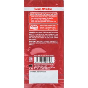 SKINS - LUBRIFIANT FRUITÉ À BASE DEAU FRAISE DOSE UNIQUE 5 ML