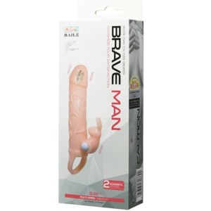 BAILE - COUVERCLE DE PÉNIS BRAVE MAN AVEC CHAIR DE LAPIN ET DOUBLE MOTEUR 16.5 CM