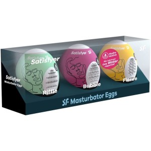 SATISFYER - 3 OEUFS MASTURBATEURS RIFFLE, BUBBLE and FIERCE