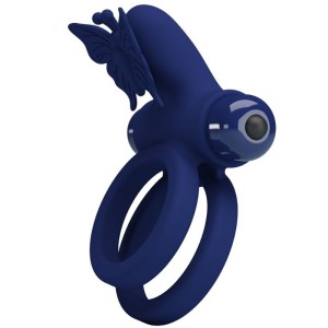 PRETTY LOVE - JAMELE DOUBLE ANNEAU AVEC VIBRATION and STIMULATEUR DE PAPILLON BLEU
