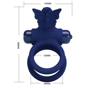 PRETTY LOVE - JAMELE DOUBLE ANNEAU AVEC VIBRATION and STIMULATEUR DE PAPILLON BLEU