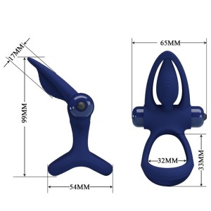 PRETTY LOVE - MAT DOUBLE ANNEAU AVEC VIBRATION and STIMULATEUR BLEU