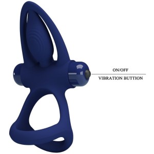 PRETTY LOVE - MAT DOUBLE ANNEAU AVEC VIBRATION and STIMULATEUR BLEU