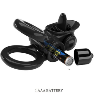 PRETTY LOVE - PASSIONATE RING DOUBLE ANNEAU VIBRANT STIMULATEUR DE CLITORIS NOIR