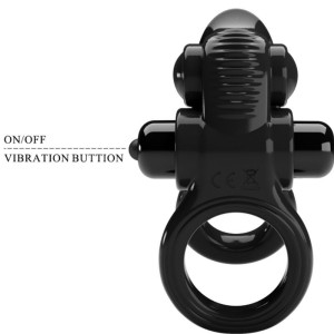 PRETTY LOVE - PASSIONATE RING DOUBLE ANNEAU VIBRANT STIMULATEUR DE CLITORIS NOIR