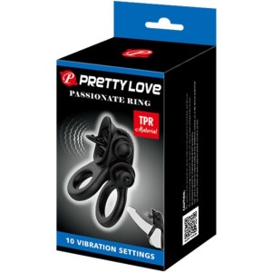 PRETTY LOVE - PASSIONATE RING DOUBLE ANNEAU VIBRANT STIMULATEUR DE CLITORIS NOIR