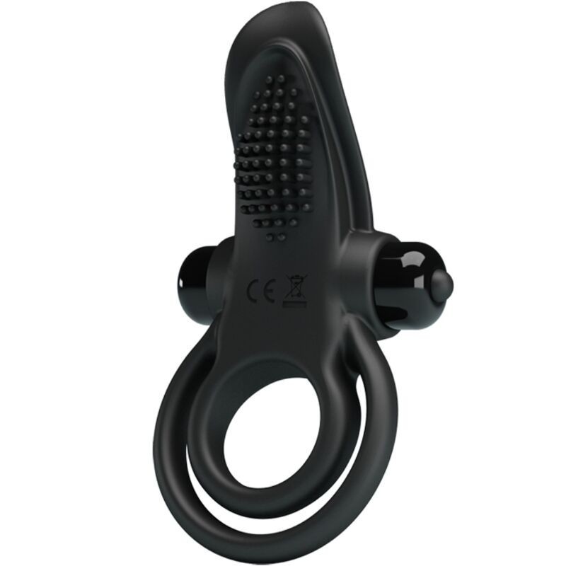PRETTY LOVE - DOUBLE ANNEAU VIBRANT STIMULATEUR DE CLITORIS 10 VIBRATIONS NOIR