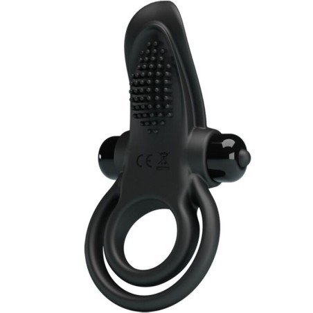 PRETTY LOVE - DOUBLE ANNEAU VIBRANT STIMULATEUR DE CLITORIS 10 VIBRATIONS NOIR