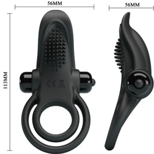 PRETTY LOVE - DOUBLE ANNEAU VIBRANT STIMULATEUR DE CLITORIS 10 VIBRATIONS NOIR