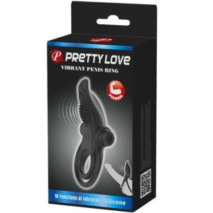 PRETTY LOVE - DOUBLE ANNEAU VIBRANT STIMULATEUR DE CLITORIS 10 VIBRATIONS NOIR