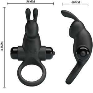 PRETTY LOVE - ANNEAU VIBRANT STIMULATEUR DE CLITORIS RABBIT 10 VIBRATIONS NOIR