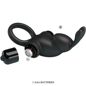 PRETTY LOVE - ANNEAU VIBRANT STIMULATEUR DE CLITORIS RABBIT 10 VIBRATIONS NOIR