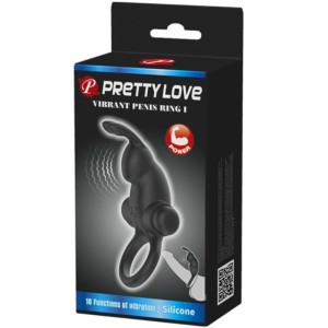 PRETTY LOVE - ANNEAU VIBRANT STIMULATEUR DE CLITORIS RABBIT 10 VIBRATIONS NOIR