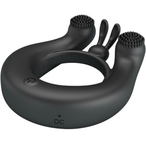 PRETTY LOVE - ANNEAU VIBRANT DAHLIA STIMULATEUR DE CLITORIS 12 VIBRATIONS NOIR