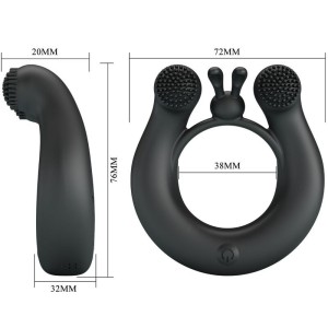PRETTY LOVE - ANNEAU VIBRANT DAHLIA STIMULATEUR DE CLITORIS 12 VIBRATIONS NOIR