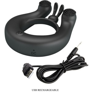 PRETTY LOVE - ANNEAU VIBRANT DAHLIA STIMULATEUR DE CLITORIS 12 VIBRATIONS NOIR
