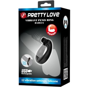PRETTY LOVE - ANNEAU VIBRANT DAHLIA STIMULATEUR DE CLITORIS 12 VIBRATIONS NOIR