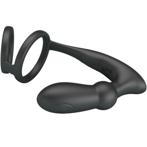 PRETTY LOVE - ANNEAU PÉNIS EMONI PLUG ANAL 12 VIBRATIONS NOIR