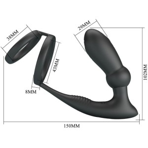 PRETTY LOVE - ANNEAU PÉNIS EMONI PLUG ANAL 12 VIBRATIONS NOIR