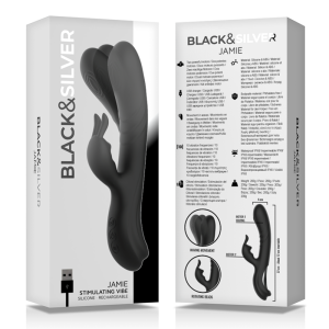 BLACKandSILVER - STIMULATEUR DE LAPIN EN SILICONE RECHARGEABLE JAMIE NOIR