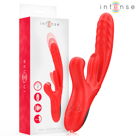 INTENSE - KAROL VIBRATEUR MULTIFONCTION POUSSÉE and STIMULATION and ONDES STIMULANTES ROUGE