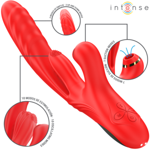 INTENSE - KAROL VIBRATEUR MULTIFONCTION POUSSÉE and STIMULATION and ONDES STIMULANTES ROUGE
