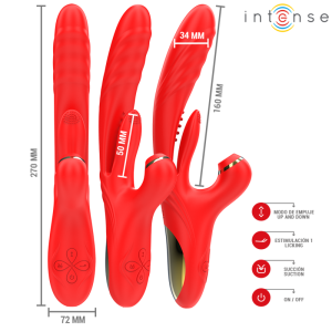 INTENSE - KAROL VIBRATEUR MULTIFONCTION POUSSÉE and STIMULATION and ONDES STIMULANTES ROUGE